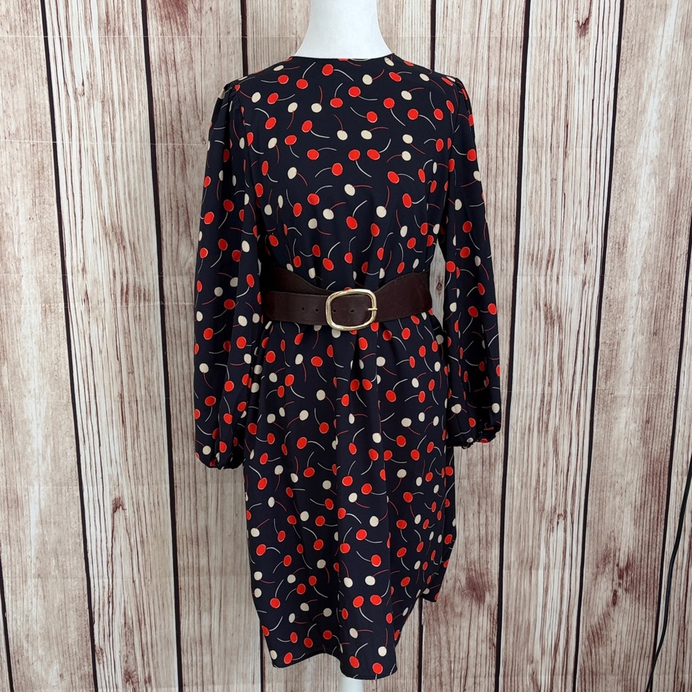 Ann Taylor Black Dress with Red and Cream Pattern